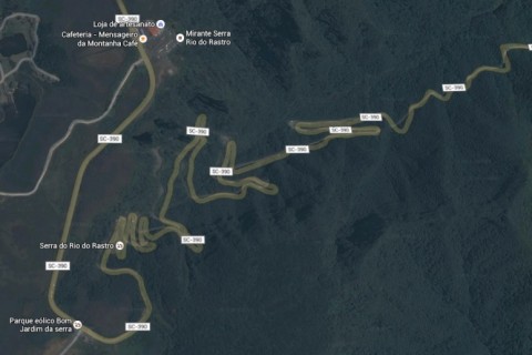 Serra do Rio do Rastro, a SC-390 via Google Maps
